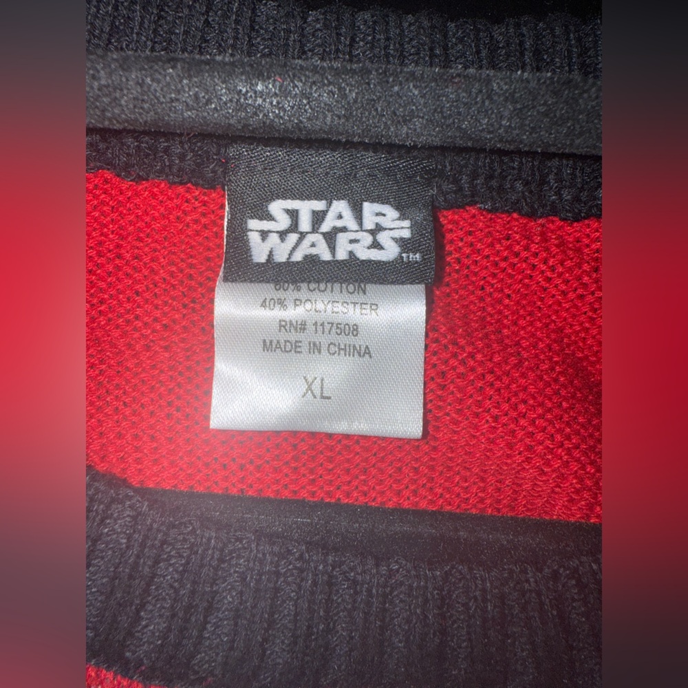 Men’s Star Wars Darth Vader Red and Black Crewneck Sweater NWOT - Picture 6 of 7